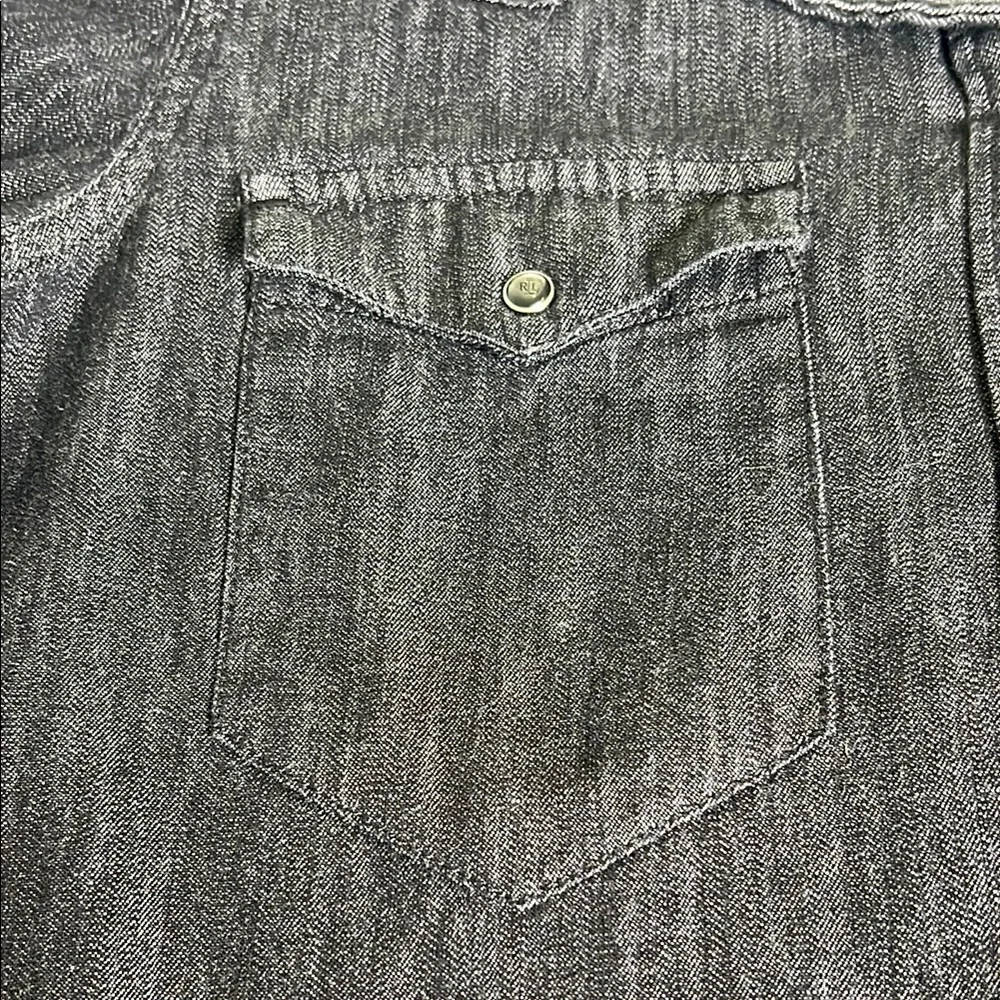 Lauren by Ralph Lauren Denim Pearl Snap Shirt Large - Picture 4 of 11